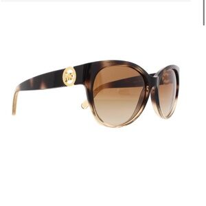 Michael Kors Tabitha Brown Glitter Tortoise Round Cat Eye Sunglasses Gold MK6026